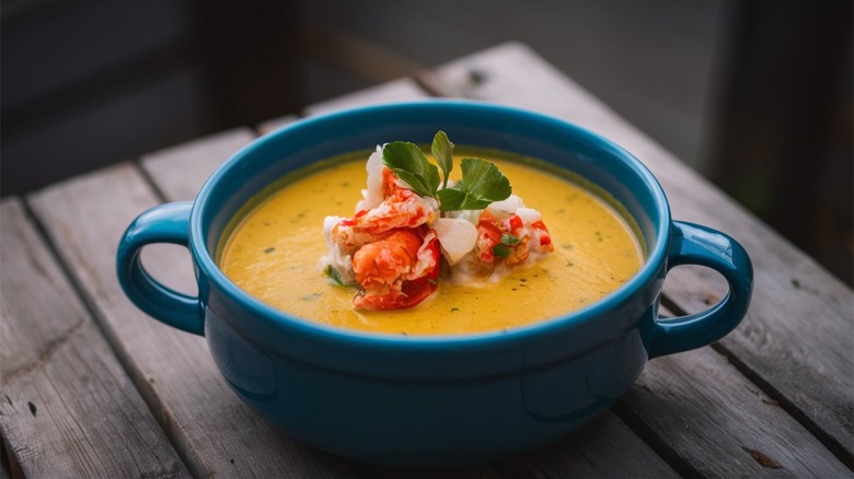 bisque de homard sur une table