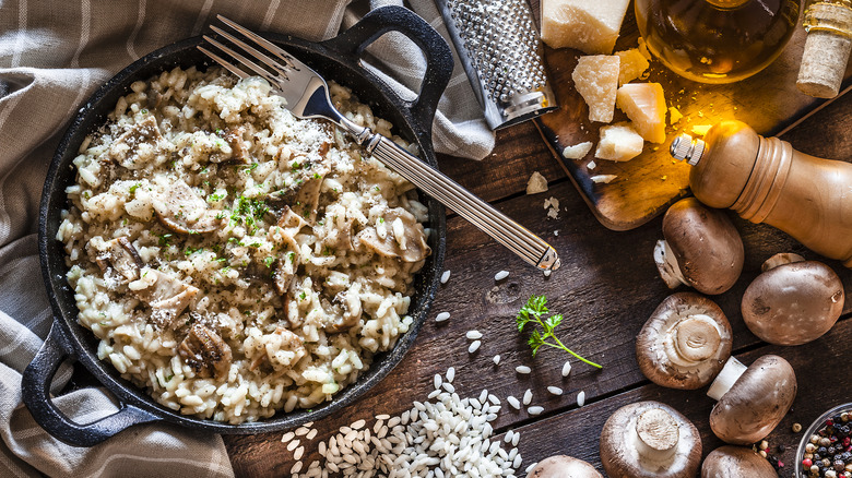 Risotto aux champignons à la poêle