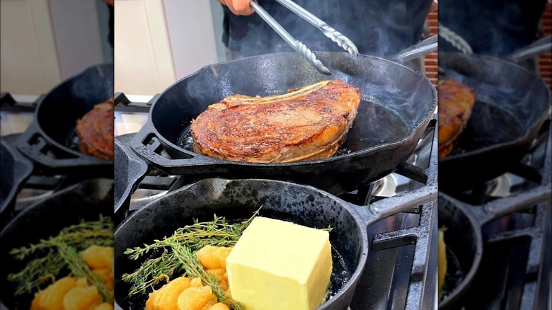 Poêle à steak et à beurre en fonte