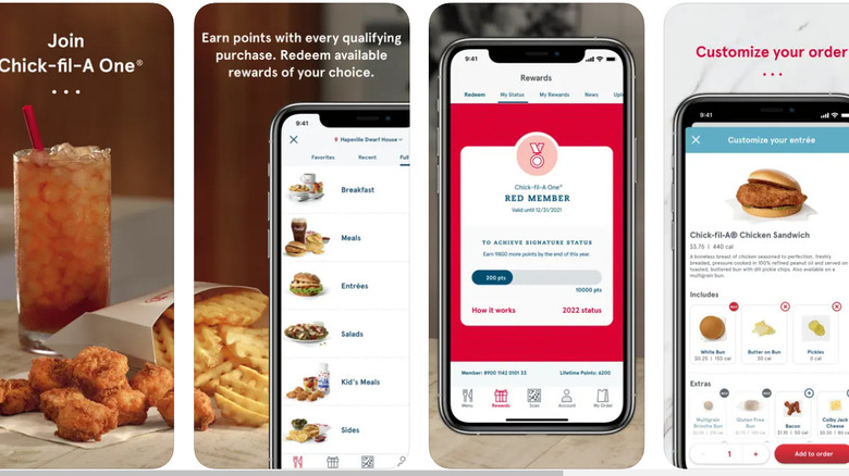 Captures d'écran de l'application Chick-fil-A