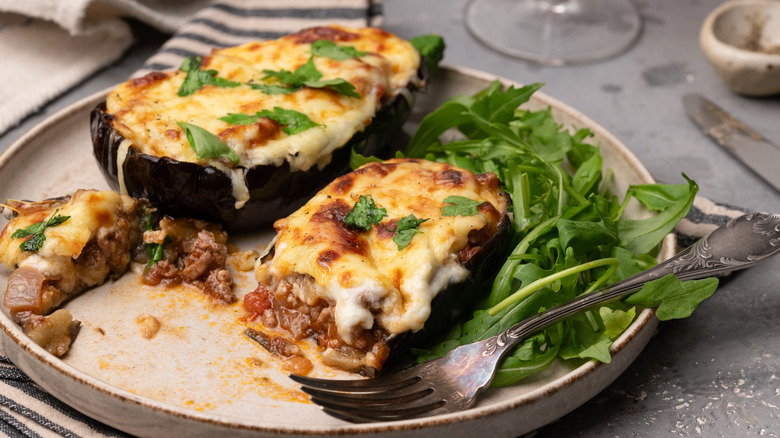 aubergines farcies à la dinde hachée 