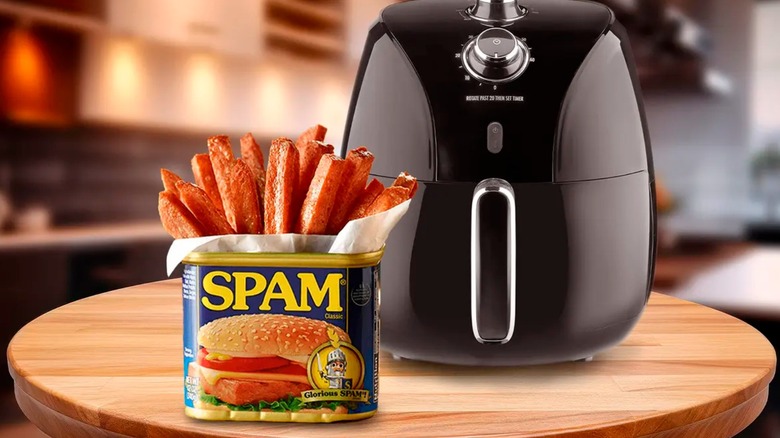 Frites de spam et friteuse à air