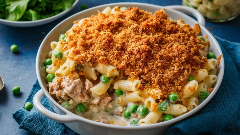 Casserole de thon avec garniture de chapelure