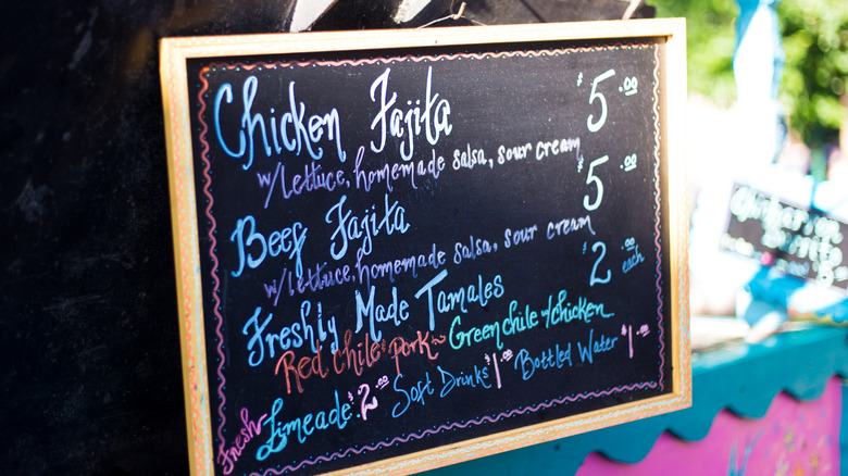 menu au food truck