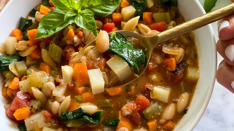 Soupe minestrone copieuse dans un bol