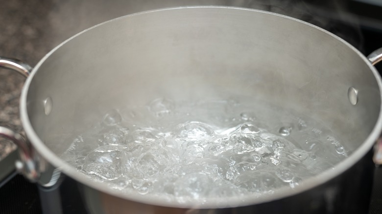 eau bouillante dans une casserole