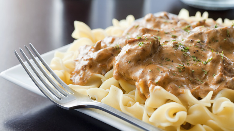 boeuf stroganoff à la fourchette